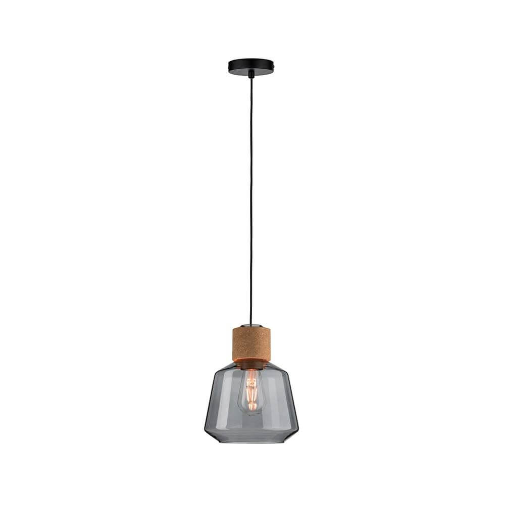 Neordic Elia Pendelleuchte max1x20W E27 Rauch Kork Schwarz im Urban Jungle Stil.
