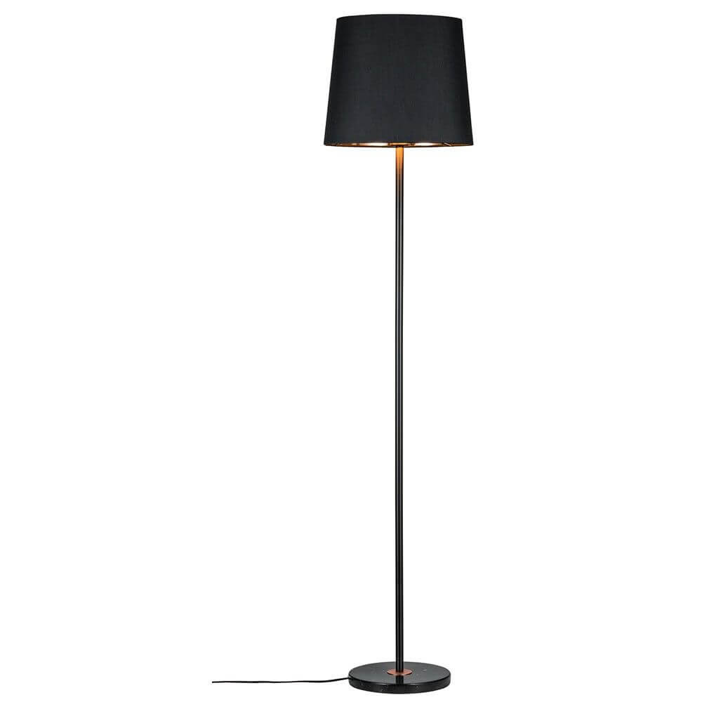 Neordic Enja Marmor Stehleuchte Schwarz Kupfer moderne Stehlampe mit Marmor und Stoff im nordischen Stil