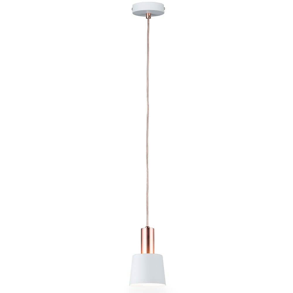 Neordic Haldar Pendelleuchte Weiß Kupfer mit modernem Design und Lichtakzenten für stilvolle Wohnräume.
