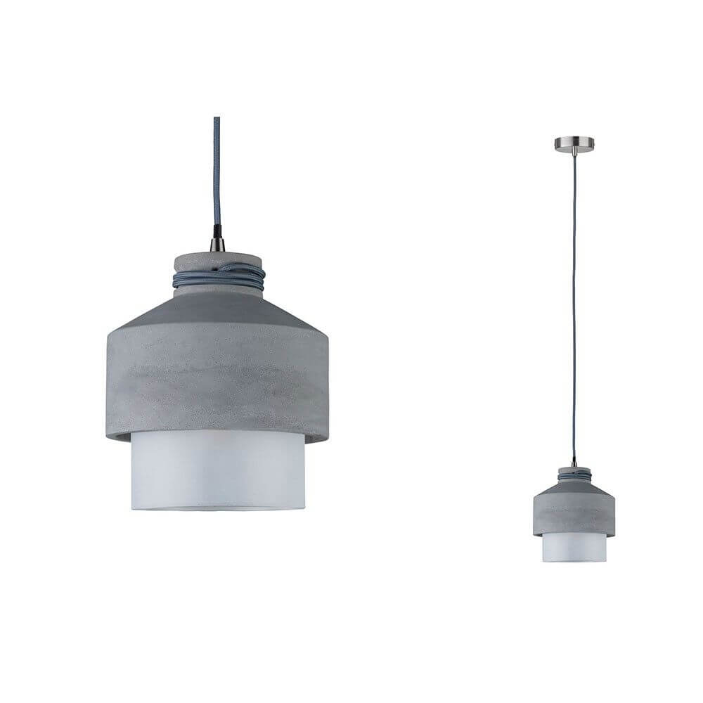 Neordic Helin Beton Pendelleuchte Grau Satin mit modernem Design aus Beton und satiniertem Glas.