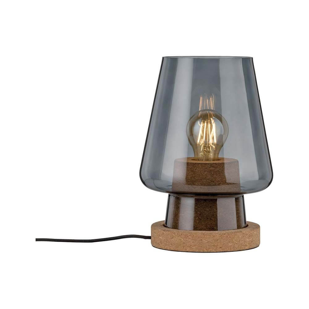 Neordic Iben Tischleuchte max1x20W E27 Rauch Kork Kork, moderne Tischleuchte aus Rauchglas und Kork im Urban Jungle Stil.