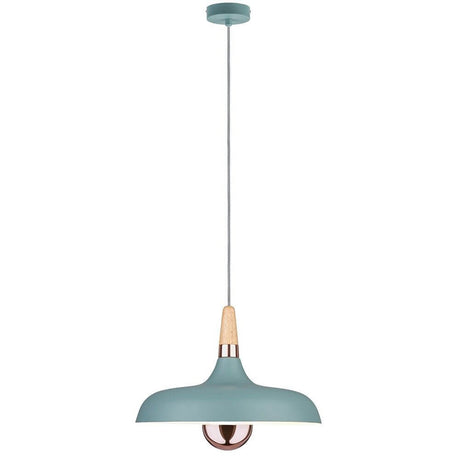 Neordic Juna Holz Pendelleuchte Softgrün mit modernem Holz-Metall-Mix und trendy Kupferdetails