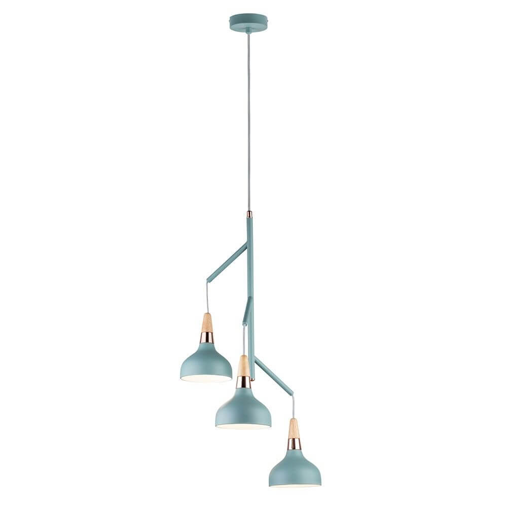 Neordic Juna Holz Pendelleuchte 3-flammig Softgrün mit modernem Design aus Holz und Metall.
