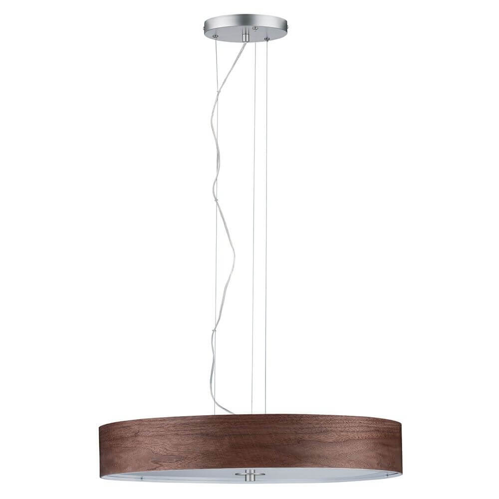 Neordic Liska Holz Pendelleuchte 3-flammig Chrom mit mattem Chrom und echtem Holzdesign.