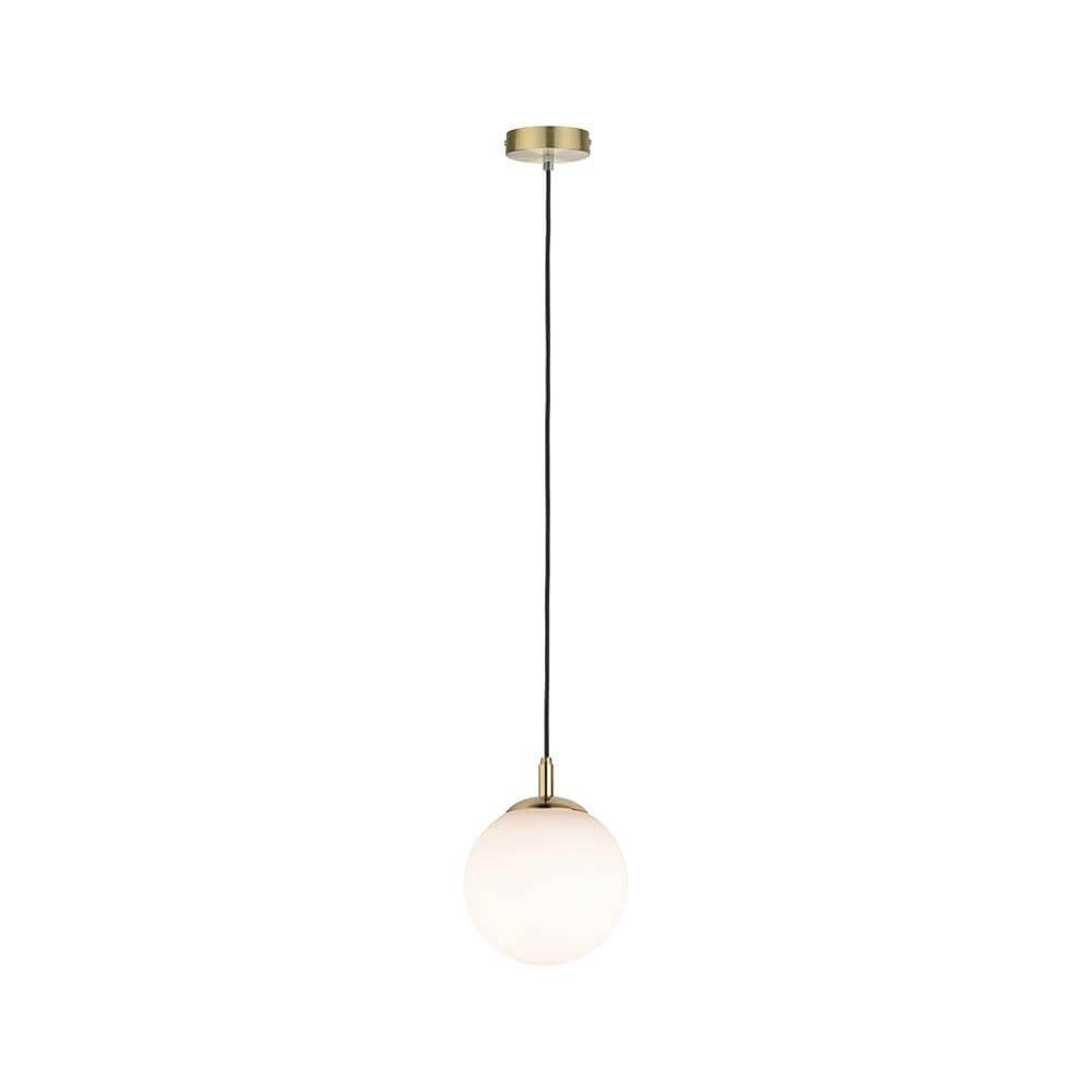 Neordic Menja Pendell max1x20W E27 Weiß Messing gebürstet Hängeleuchte mit satiniertem Glas.