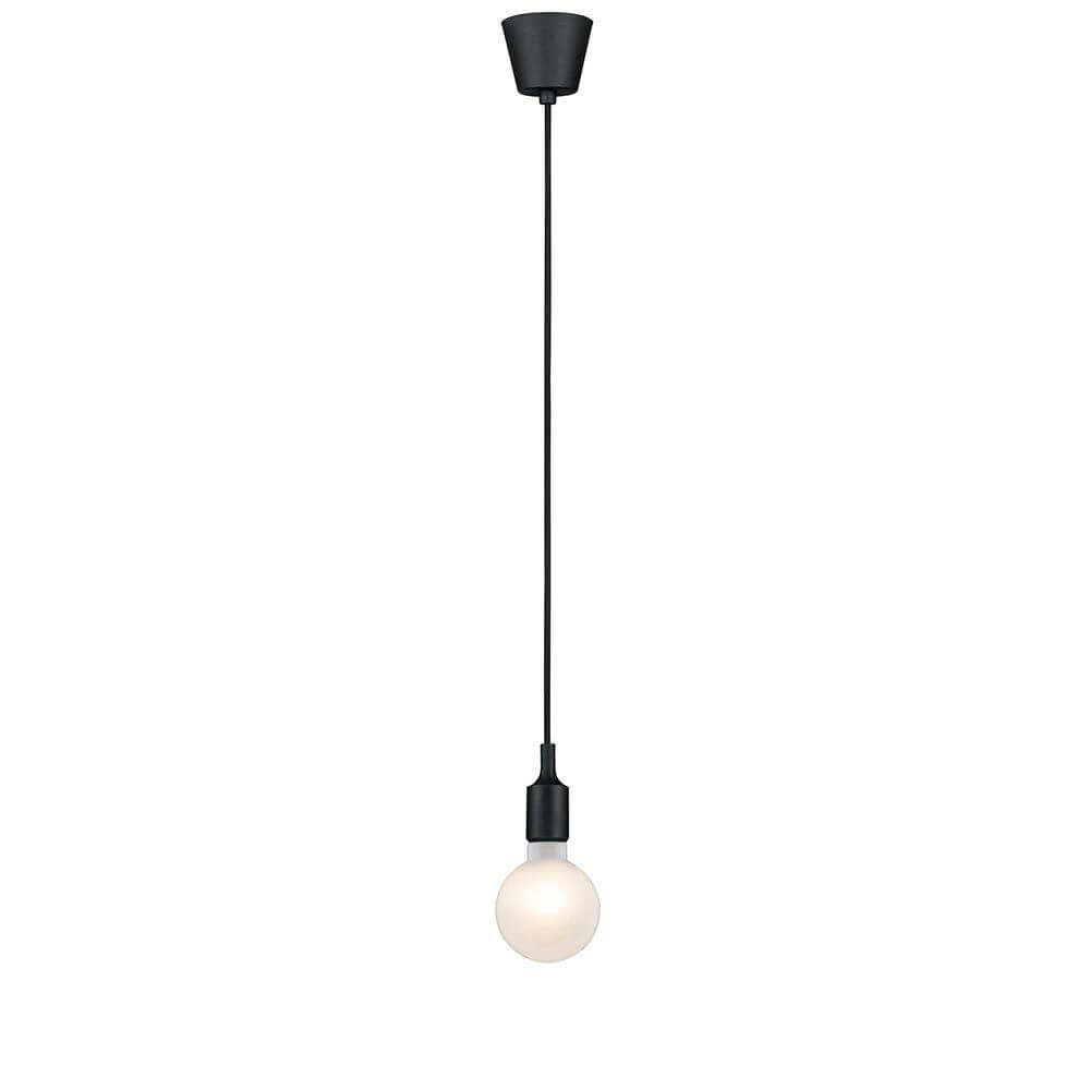 Neordic Pendellampe Ketil Schwarz mit dekorativem Licht durch Kopfspiegellampe, ideal für Feuchträume.