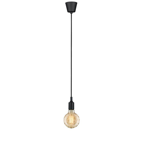 Suspension Neordic Ketil noire avec un design décoratif d’ampoule et un style scandinave.