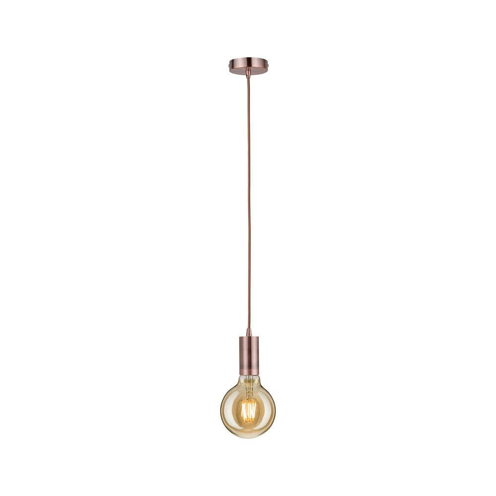 Neordic Pendelleuchte Haldis Kupfer im stilvollen Retrolook mit kupferfarbenem Kabel und dekorativem Leuchtmittel.