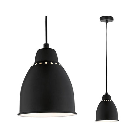 Neordic Pendelleuchte Hilla Ø 14cm Schwarz mit Lüftungsschlitzen und modernem Design.