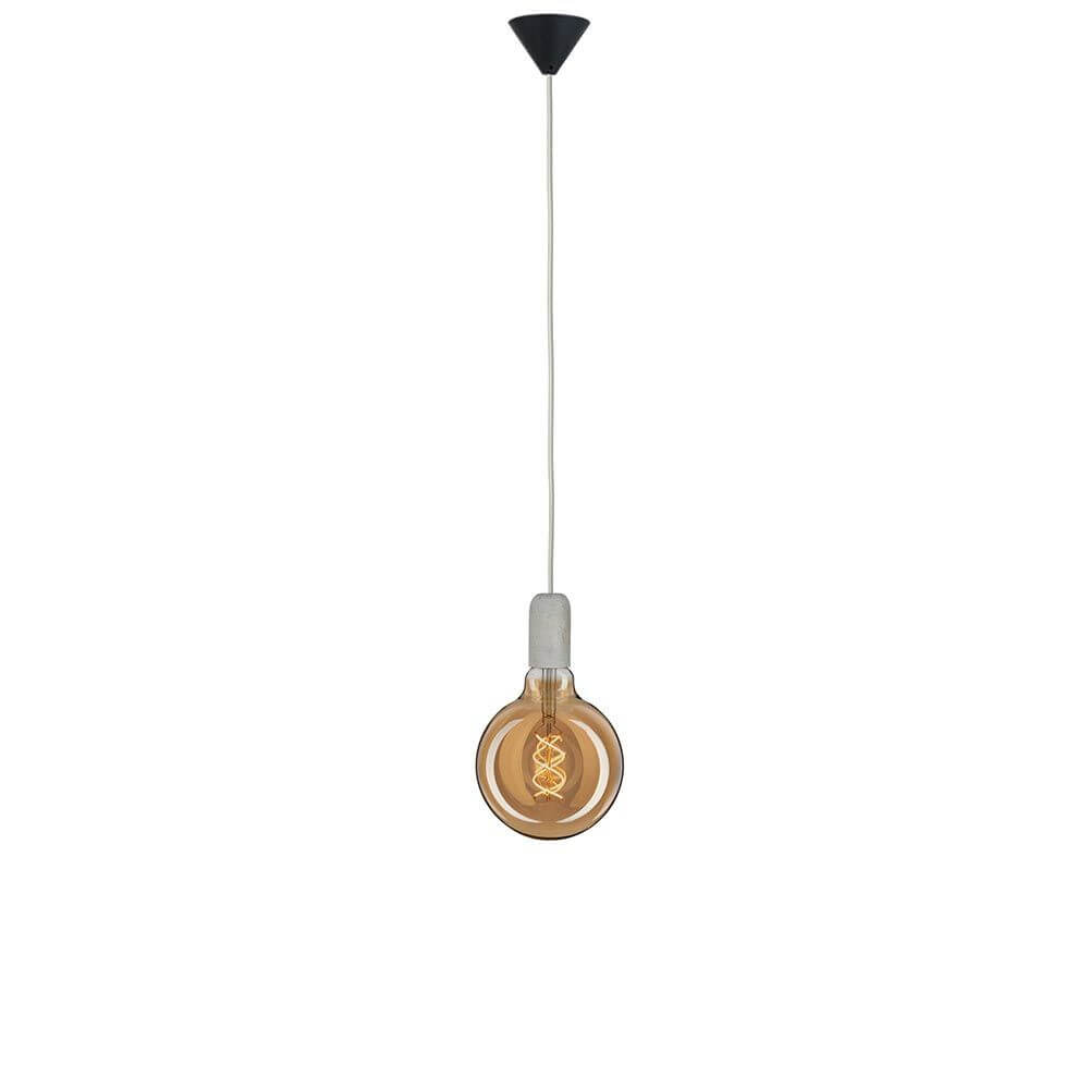 Pendelleuchte Jano in Beton Grau mit E27-Sockel, Vintagelook und 2m Kabel für individuelles Lichtdesign.