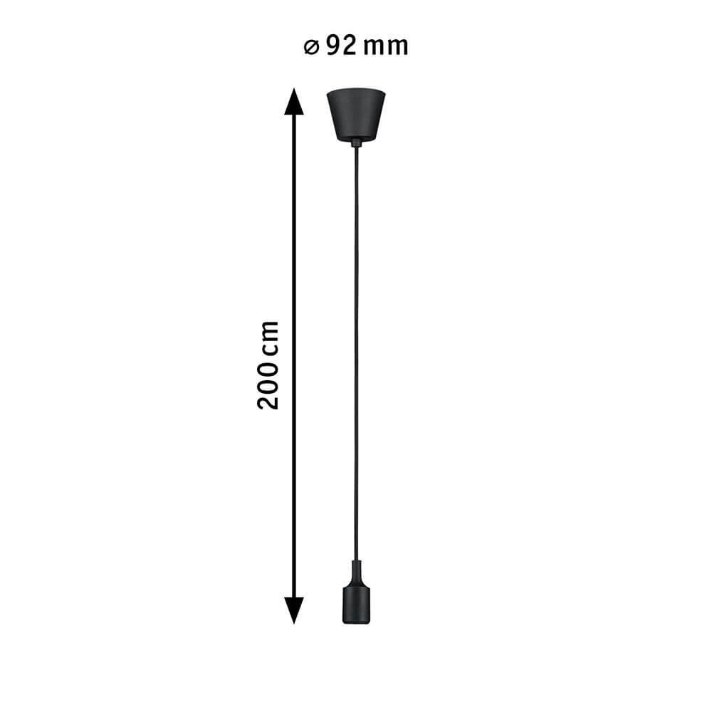 Neordic Pendelleuchte Ketil Schwarz mit Abmessungen von 200 cm Länge und 92 mm Durchmesser.