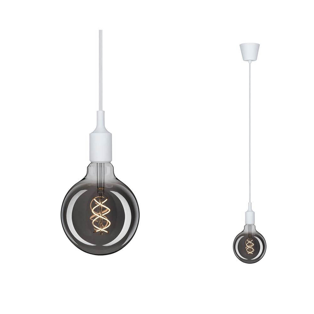 Neordic Pendelleuchte Ketil Weiß Dimmbar mit innovativem Kopfspiegellampen-Design in Vintage-Optik.