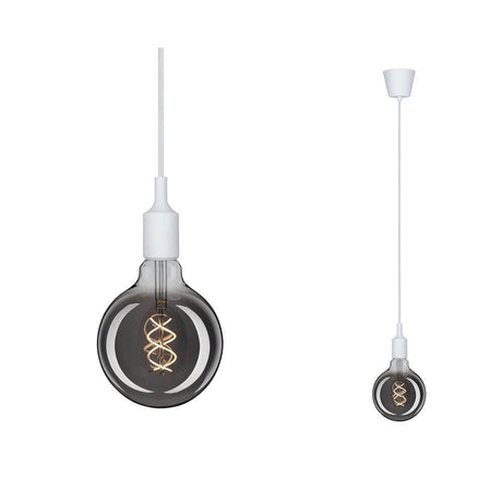 Neordic Pendelleuchte Ketil Weiß Dimmbar mit innovativem Kopfspiegellampen-Design in Vintage-Optik.