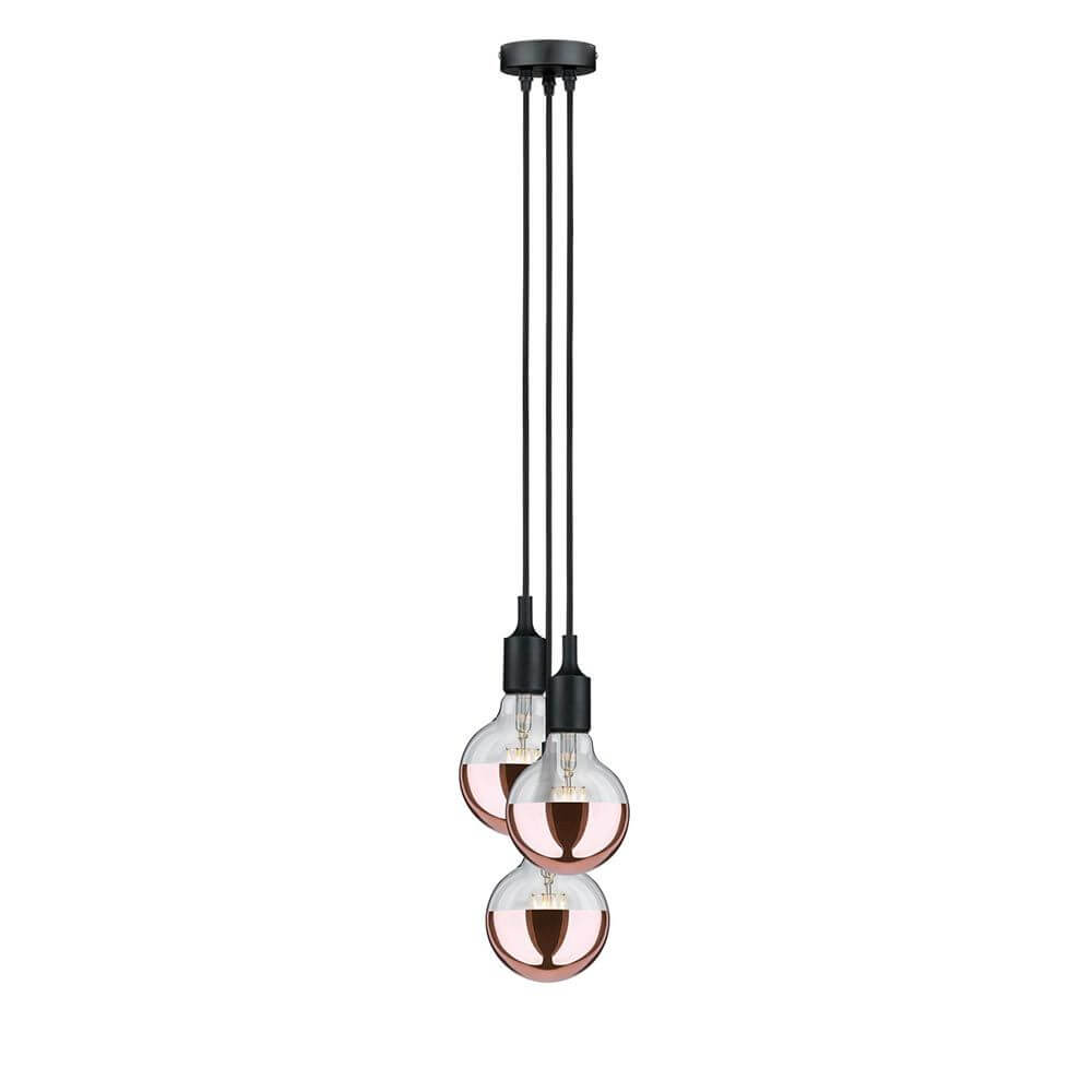 Neordic Pendelleuchte Ketil 3-flammig Schwarz mit drei hängenden Lampen im Vintagelook.