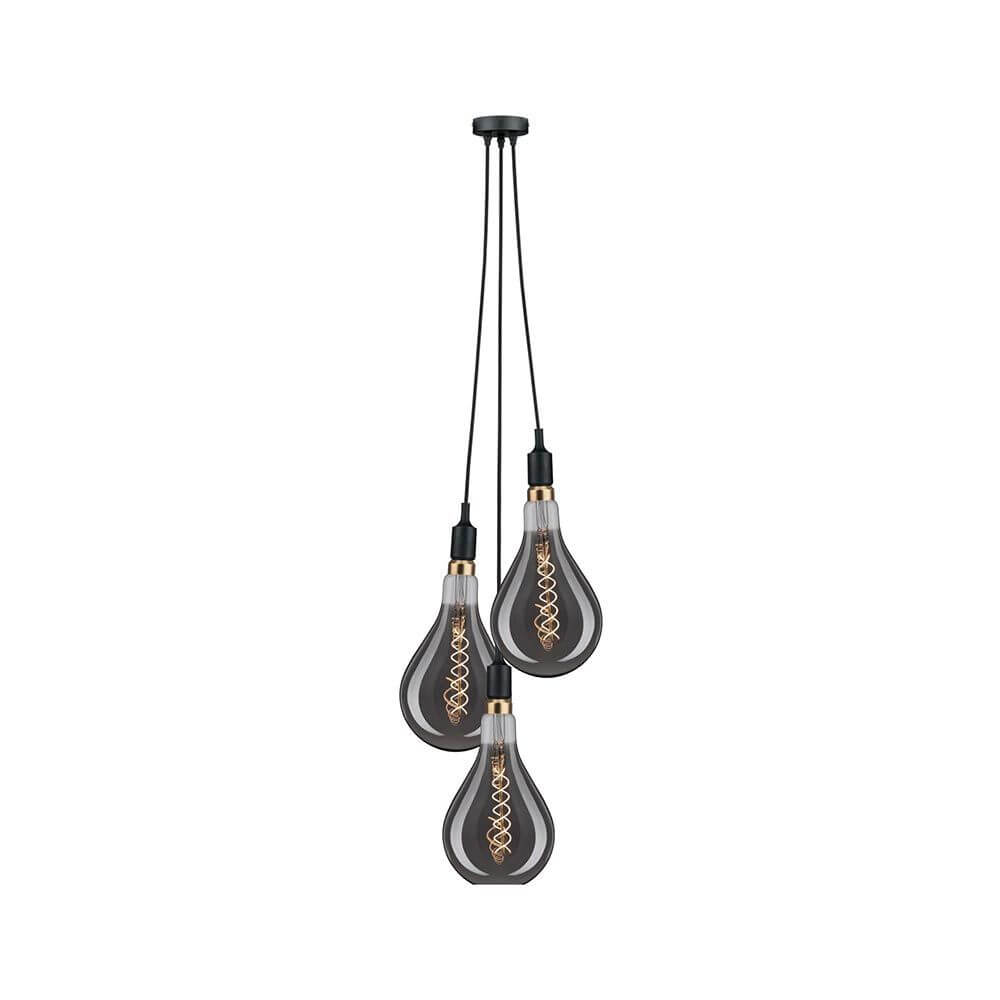 Neordic Pendelleuchte Ketil 3-flammig Schwarz mit drei individuellen Leuchtmitteln im Vintagelook.
