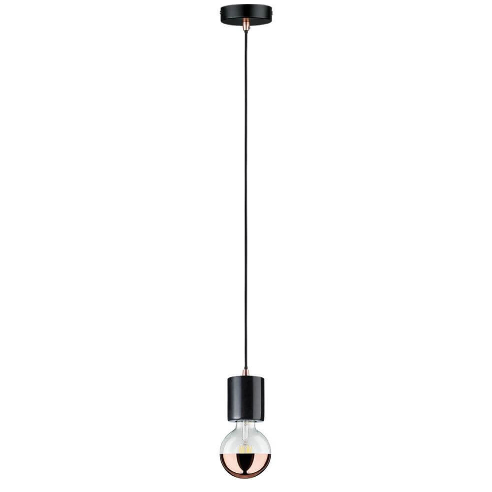 Neordic Pendelleuchte Nordin Marmor in stilvollem Vintagelook mit Kupfer- und Schwarzelementen.