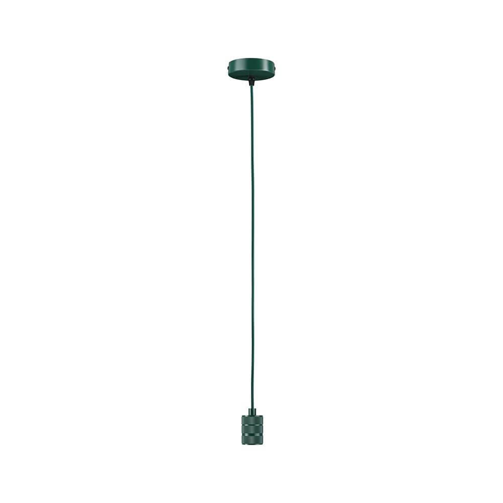 Alt Tag: Neordic Pendelleuchte Tilla Grün Dimmbar Metall – moosgrünes Metallpendel mit 2m Textilkabel und E27-Fassung, minimalistisches Deckenlicht