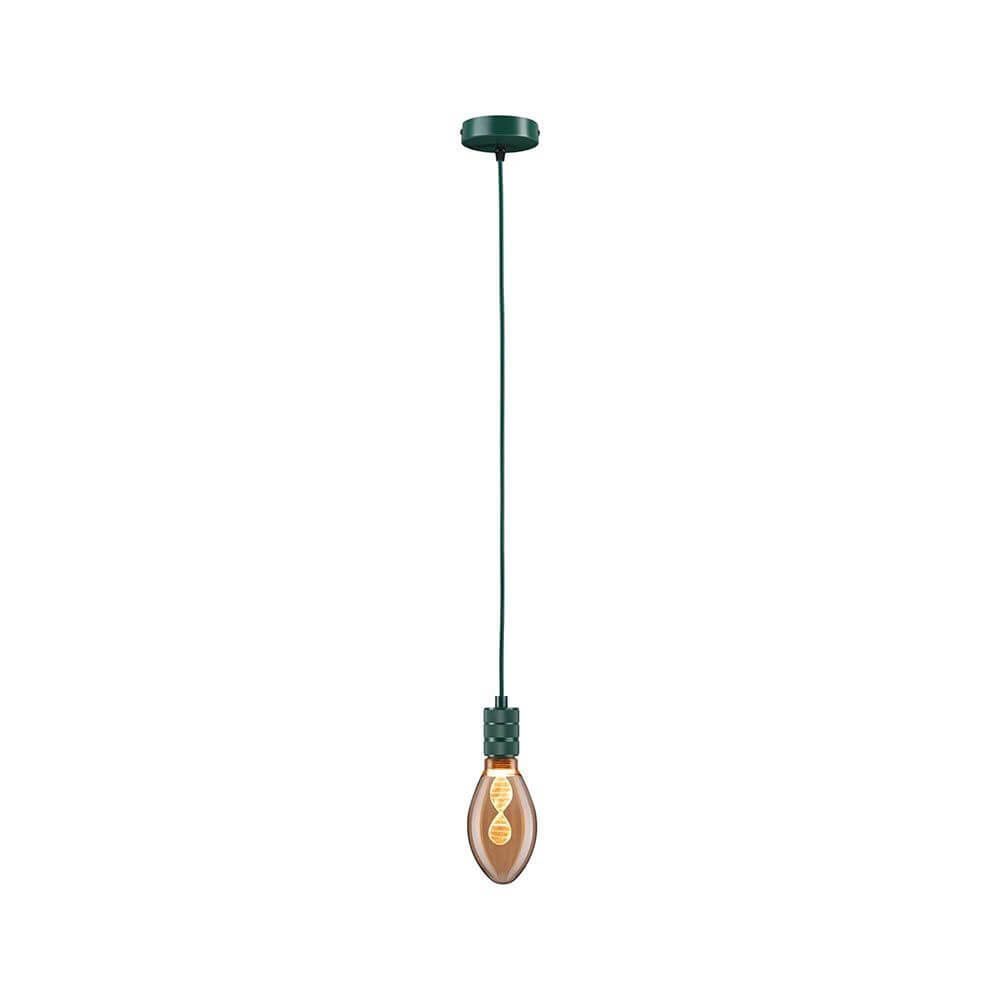 Neordic Pendelleuchte Tilla Grün Dimmbar Metall – moosgrüne Hängelampe mit Textilkabel und E27-Fassung, modernes Design für Wohnraum und Sideboard