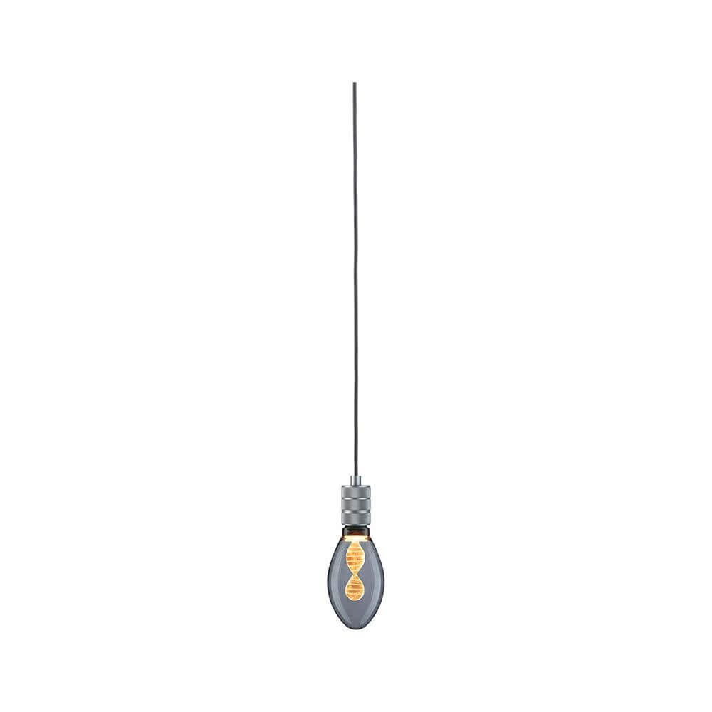 Neordic Pendelleuchte Tilla inkl. Stecker Alu Dimmbar Metall mit grauer Glühbirne hängt von der Decke.