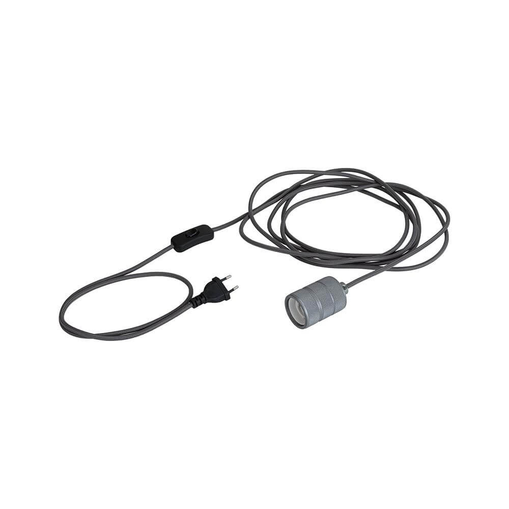Pendelleuchte Tilla Stecker mit Kabel und Schalter, graue Metall-Optik, für E27 Leuchtmittel geeignet