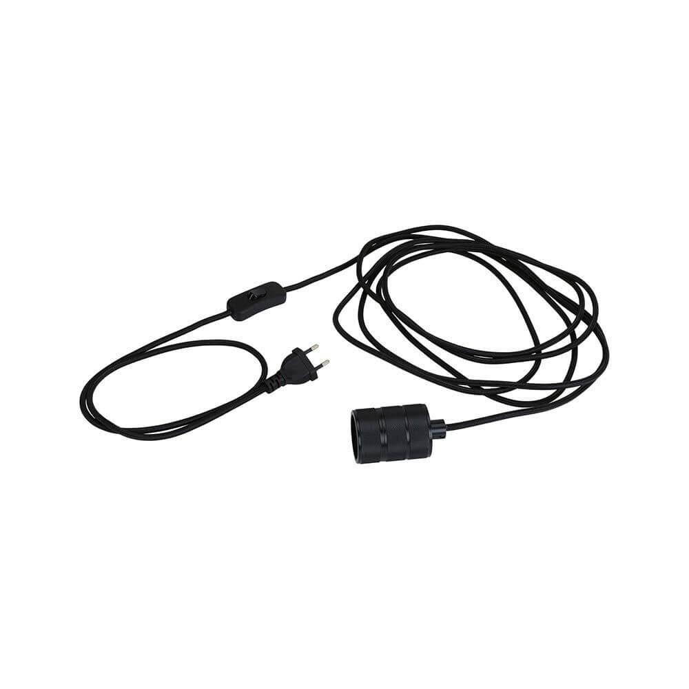 Schwarzes Pendelpendelleuchten-Kabel mit Eurostecker und Schalter für vielseitige Lichtgestaltungen.
