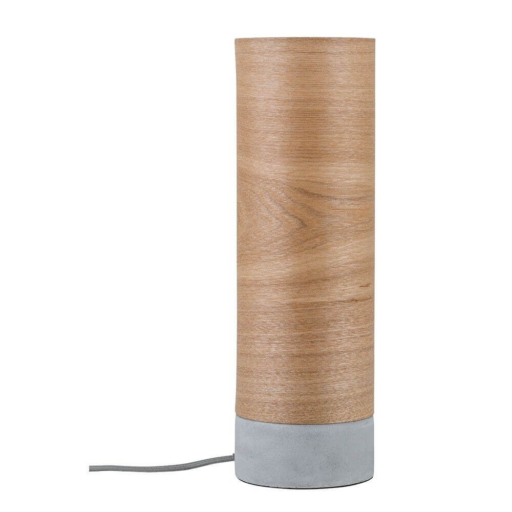 Neordic Skadi Holz Tischleuchte Grau mit Echtholz und Beton, modernes skandinavisches Design für jeden Raum.