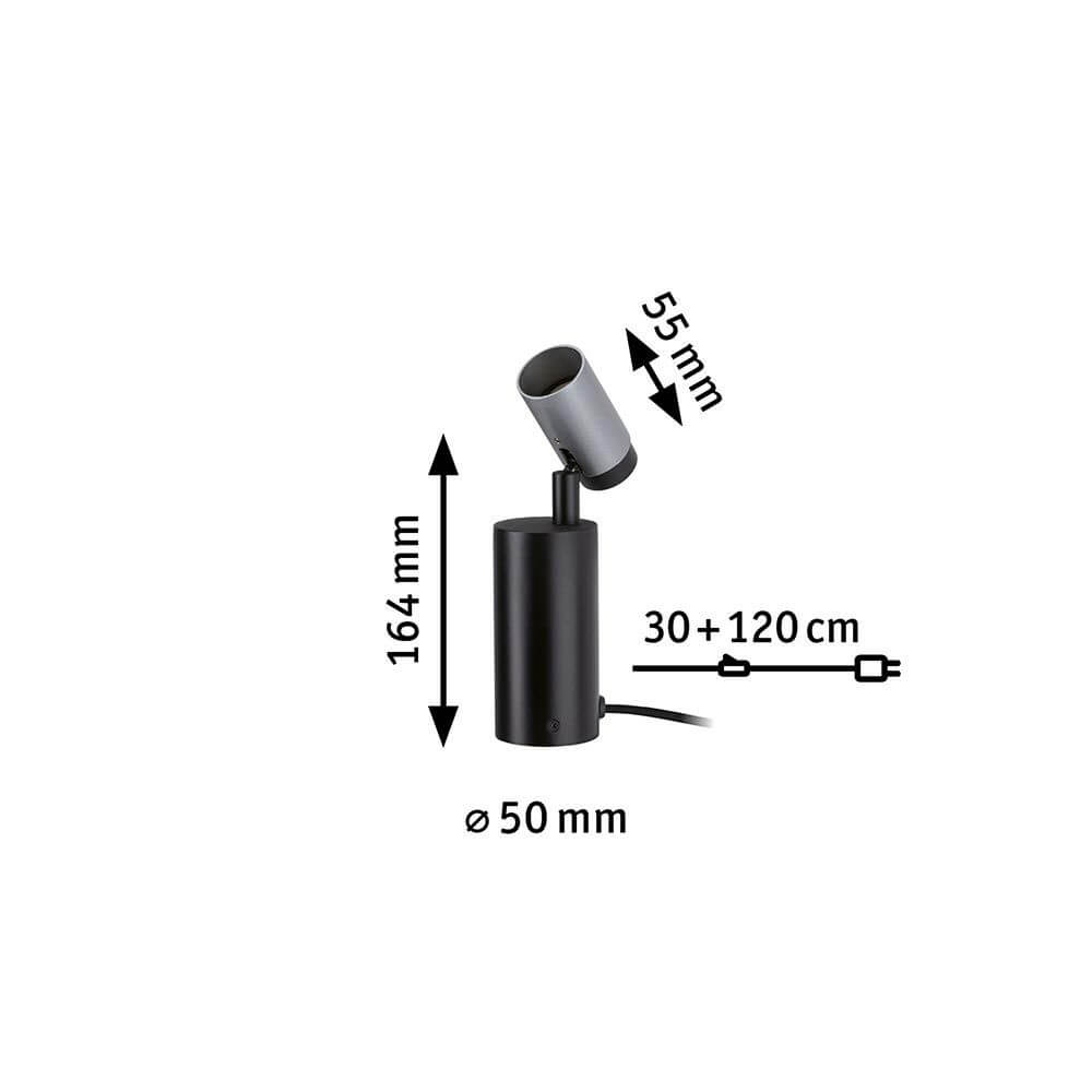 Neordic Runa Wand- & Tischleuchte Schwarz, Anthrazit mit abnehmbarem Leuchtenkopf und flexibler Höhe.