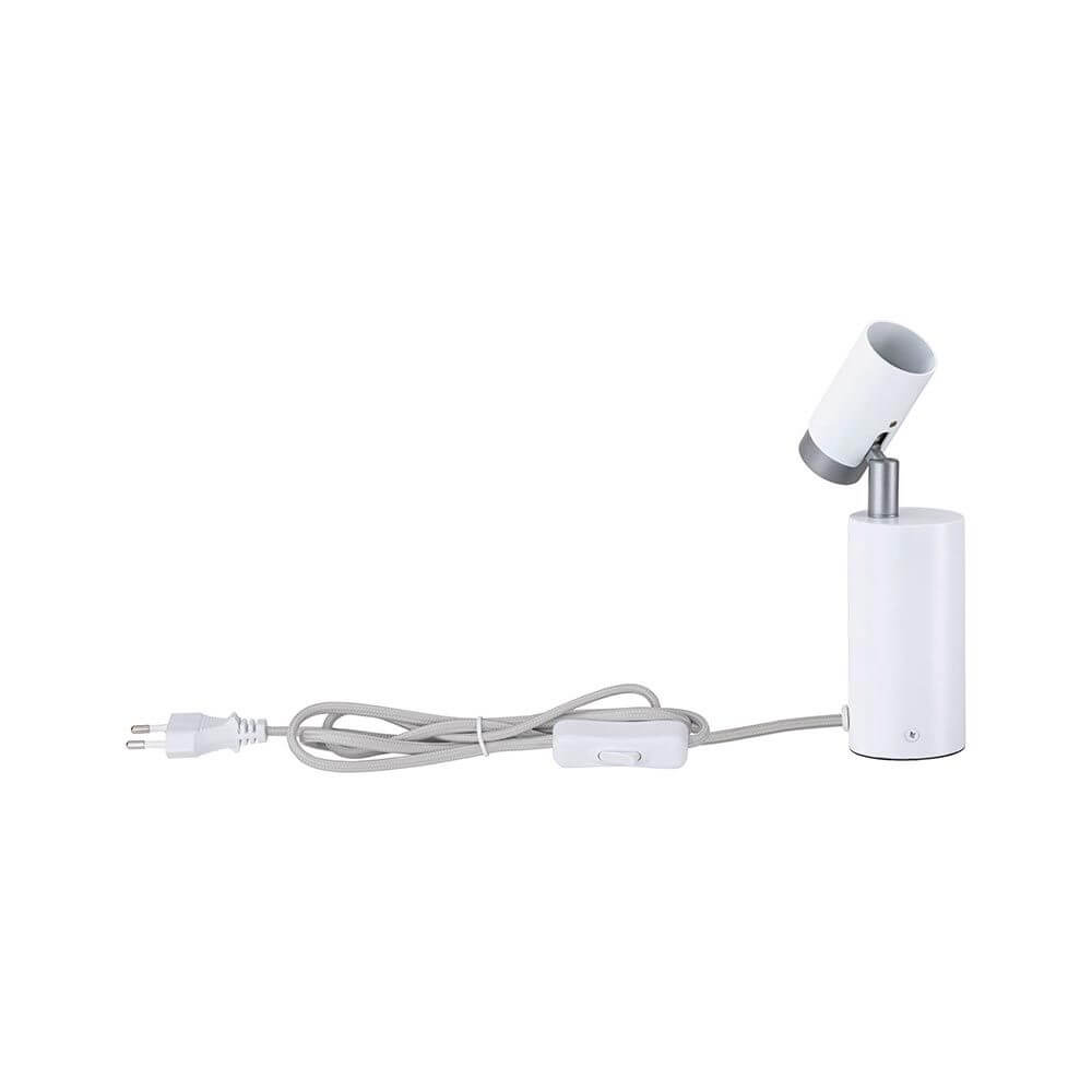 Neordic Tischleuchte Runa Weiß, Grau mit schwenkbarem Kopf und Kabel, ideal als Tisch- oder Wandleuchte.