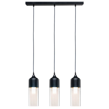 Neordic Vanja Pendelleuchte 3-flammig Grau Klar mit modernem Glas-Metall-Materialmix.