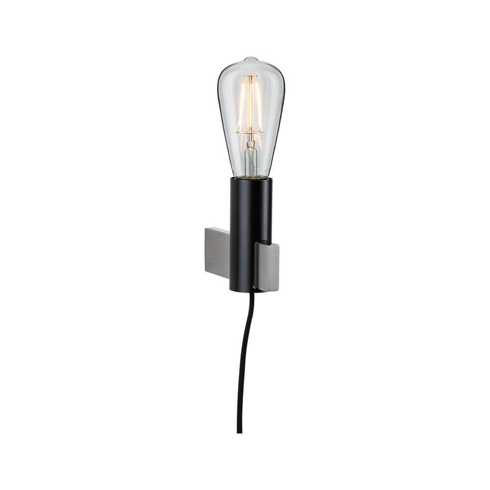 Neordic Wandleuchte Aik Dimmbar Schwarz mit E27-Sockel und trendigem Rauchglas.