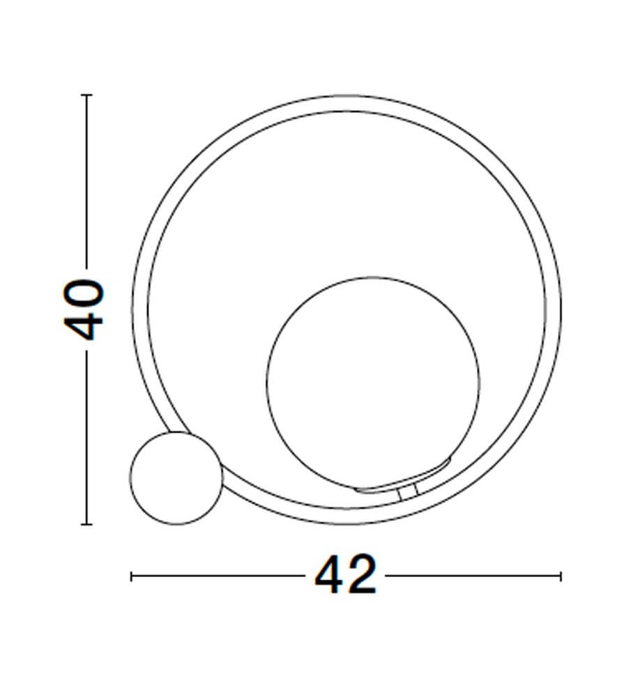 Schematische Darstellung der Neso Tischleuchte H 40cm E14 mit Größenangaben.