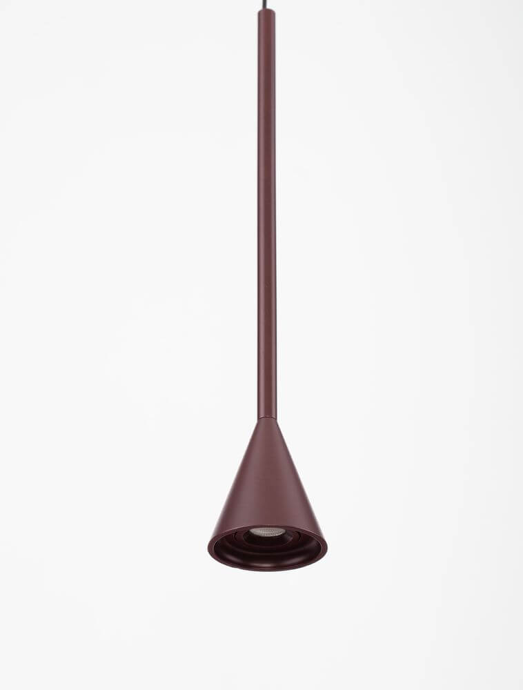 Net LED Pendelleuchte Ø 6cm 3000K in mattem Schwarz, schlanker konischer Schirm, fokussiertes Downlight für moderne Innenräume