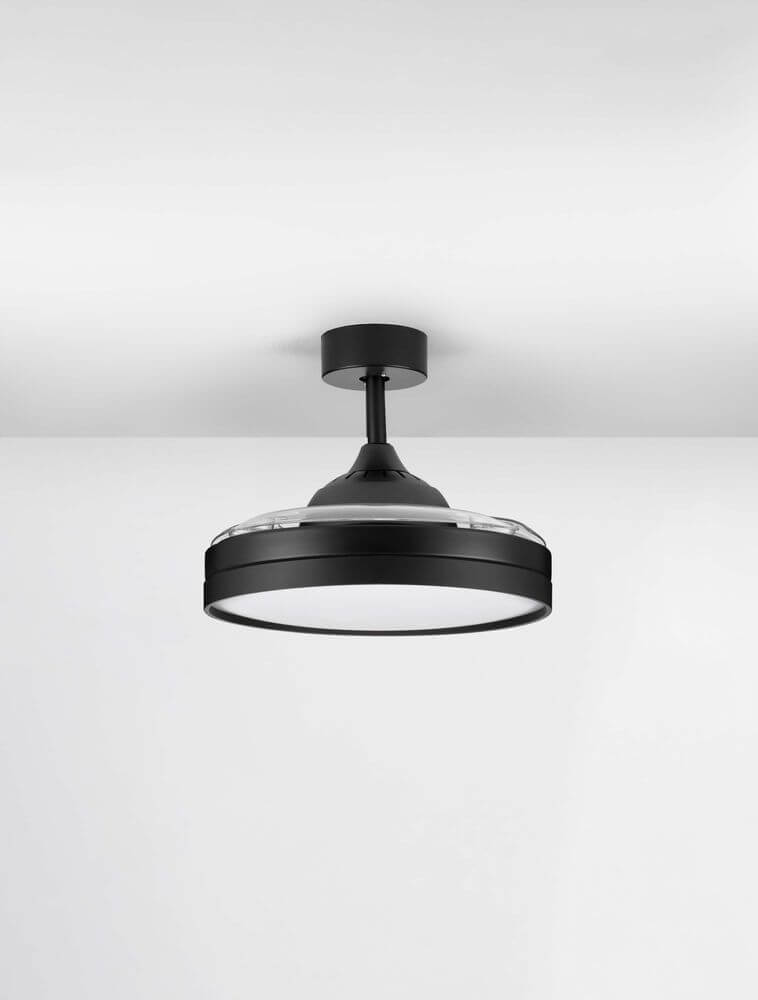 Nevma LED Ventilator Ø 107cm 3000, 4000, 6500K in elegantem Design, schwarze Deckenleuchte.