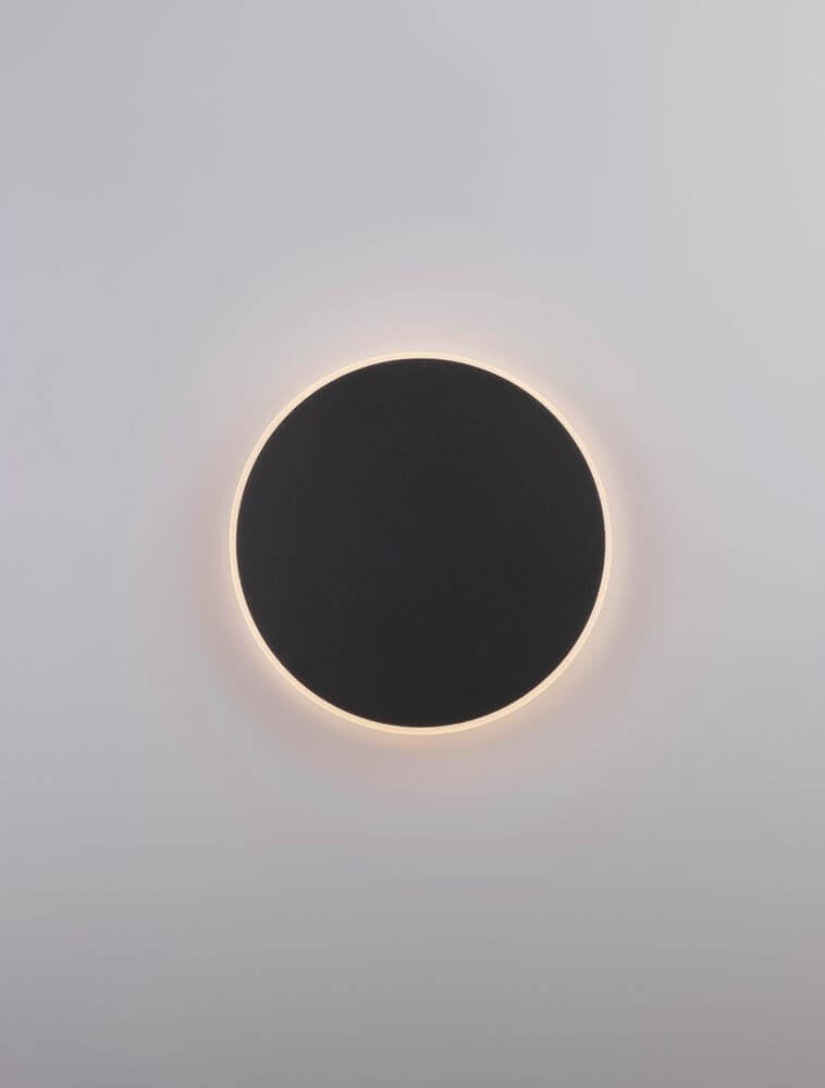 Nevo LED Wandleuchte Ø 30cm 3000K mit schwarzem Design und sanfter Hintergrundbeleuchtung