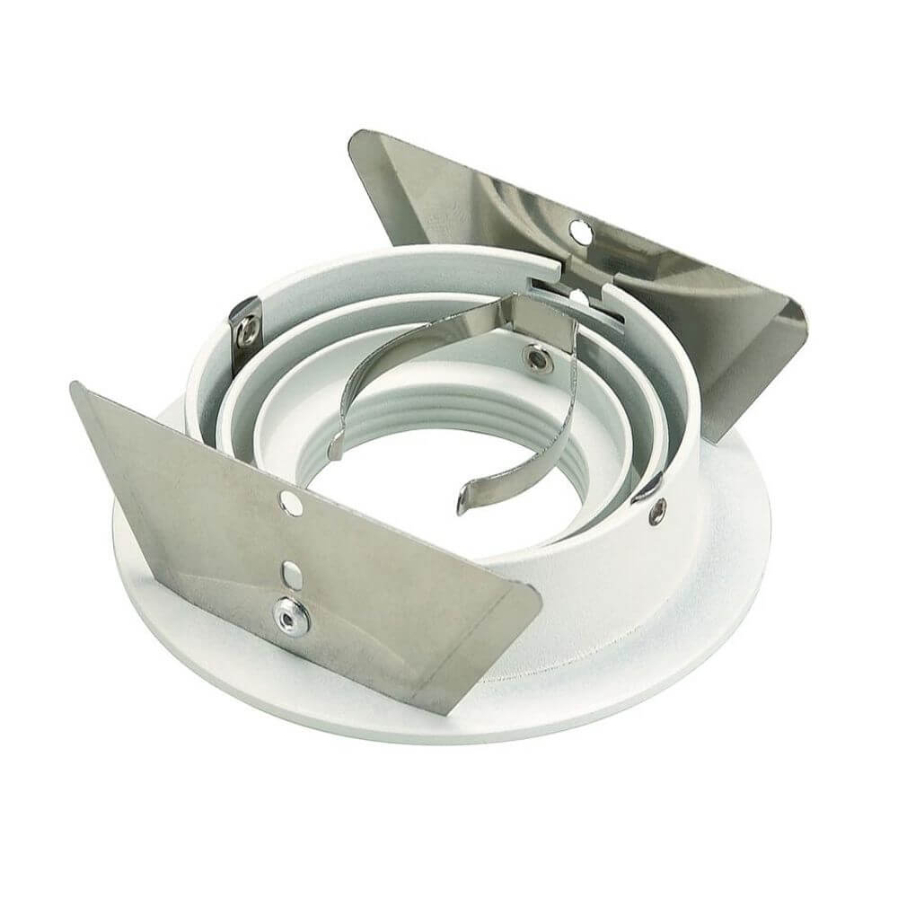 New Tria GU10 Round Downlight Weiß max. 50W inkl. Blattfedern mit Einbaurahmen.