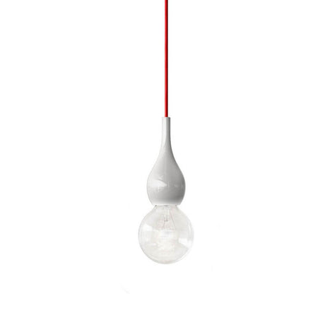 Blubb Mini forsænket glaspendel med rødt kabel og håndblæst glasdesign.