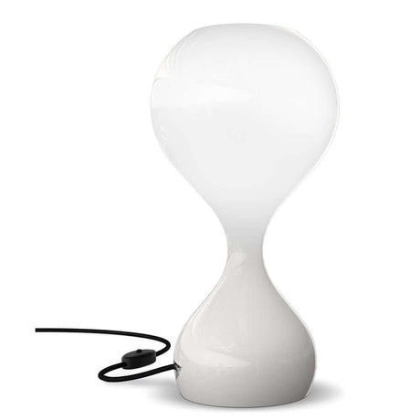 Blubb Tischlampe Glas mit Dimmer, moderne Tischlampe aus mundgeblasenem Glas, mit Stoffzuleitung.