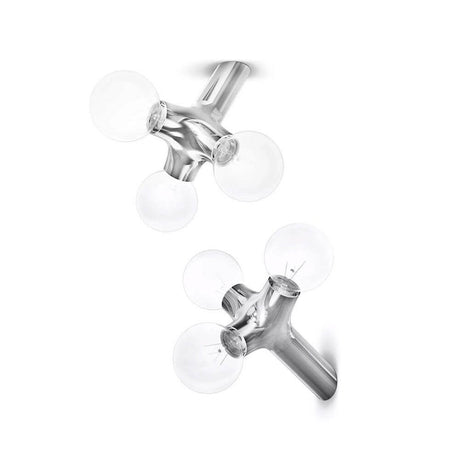 DNA Single-3 wall and ceiling lamp chrome with three light sources in modern design.