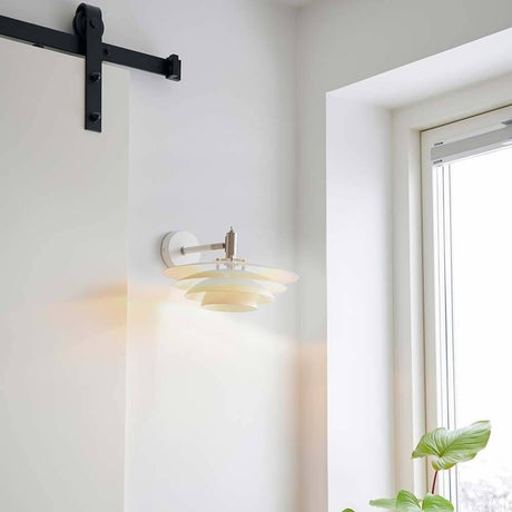 Bretagne wall light Ø 30cm metal on a wall with soft light and Scandinavian design.