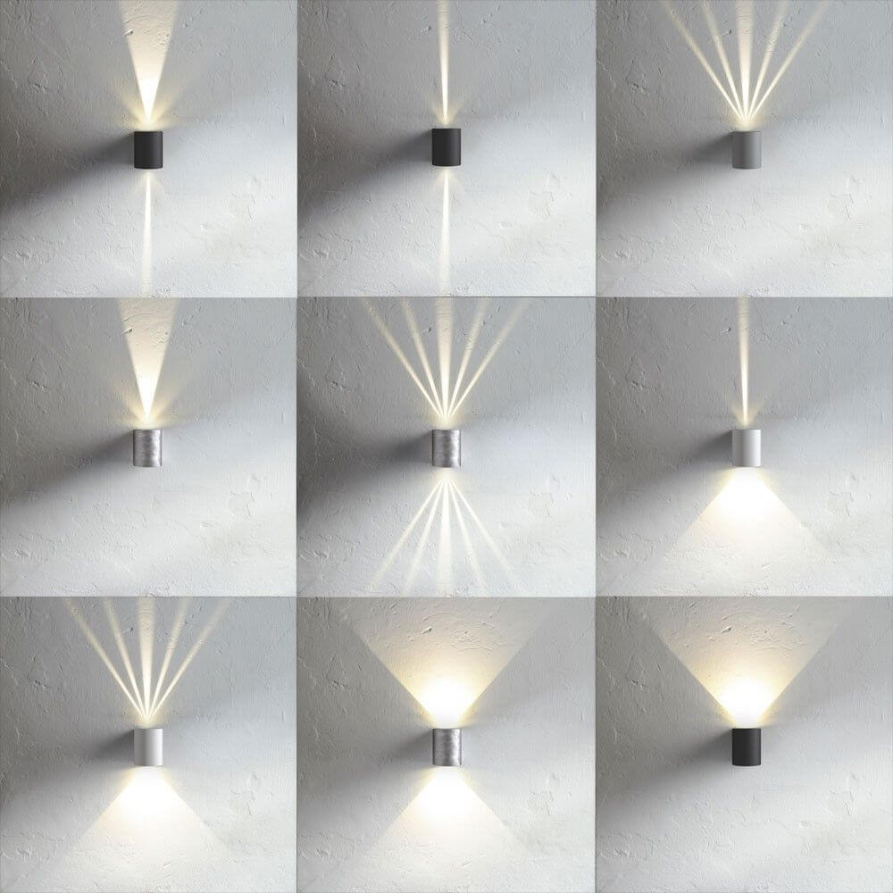 LED Außen-Wandlampe Canto Kubi 2 IP44 Grau in verschiedenen Lichtmustern und Ausführungen.