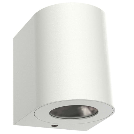 LED Außen-Wandleuchte Canto 2 IP44 Weiß in minimalistischem Design mit doppelt strahlendem Licht.