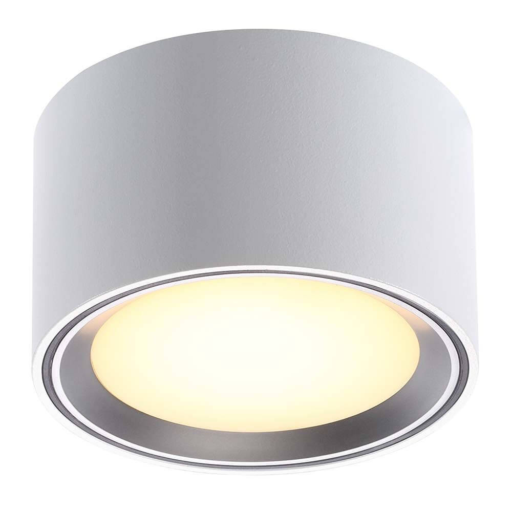 LED Deckenleuchte Fallon Weiß & Gebürsteter Stahl mit modernem Design und integrierten LEDs.