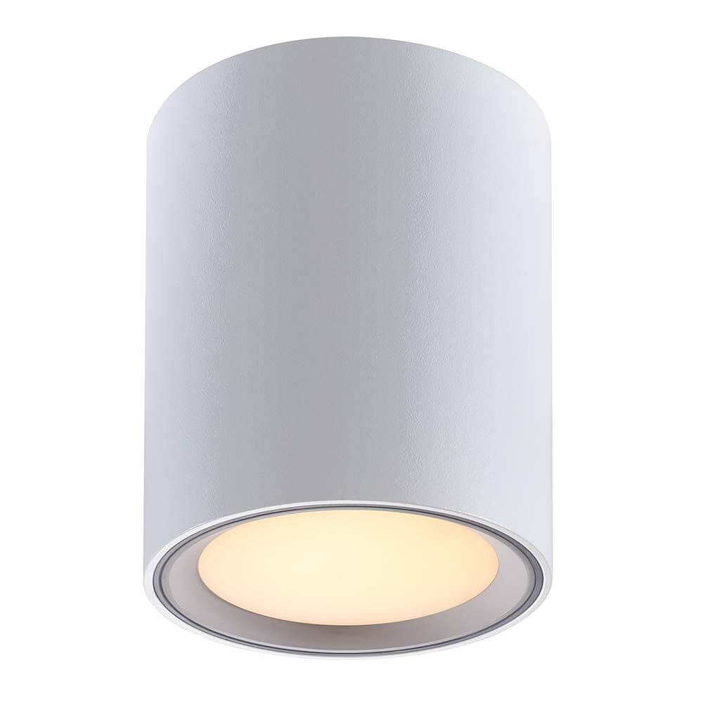LED Deckenlampe Fallon Weiß, Gebürsteter Stahl in modernem Design, ideal für Wohnräume.