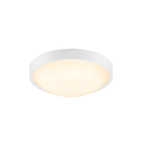 LED Wand- & Deckenleuchte Altus 2700K Weiß mit opalener Streuscheibe und grauem Deko-Ring.