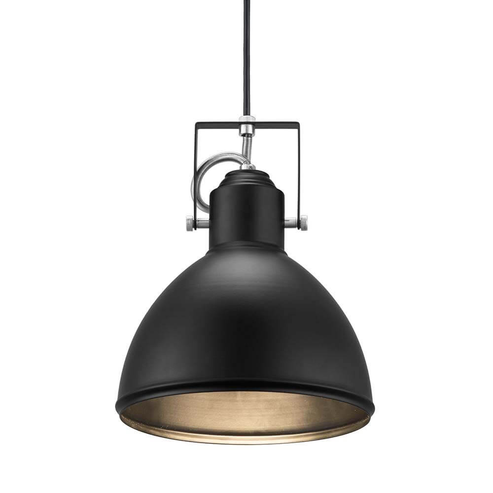 Pendellampe Aslak Schwarz in edlem Schwarz mit goldenem Innenleben und modernem Design.