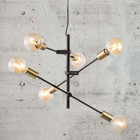 Pendelleuchte Josefine Schwarz, Messing mit modernem, industriellem Design und eleganten Messingdetails.