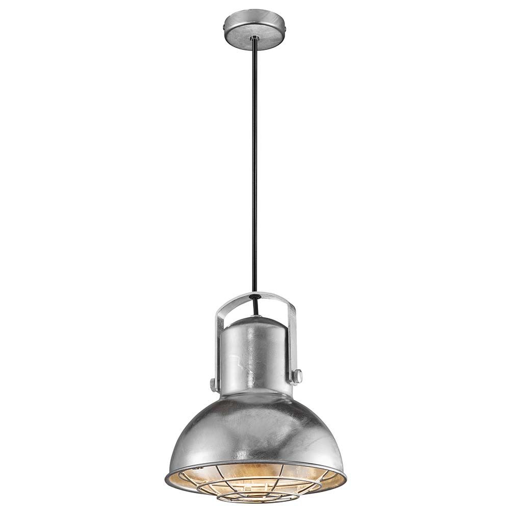 Porter Hängeleuchte Verzinkt mit industriellem Look und dekorativem Gitter, ideal für Esstische oder Küchen.