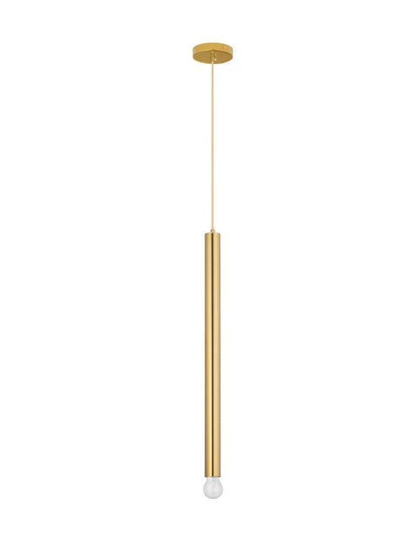 Norway Pendelleuchte E27 Ø 4,5cm Gold mit eleganter goldener Zylinderform und kegeliger Glühbirne.