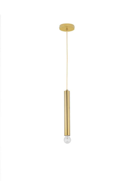 Norway Pendelleuchte E27 Ø 4,5cm Gold mit goldenen Zylindern und zentraler Kugel Leuchtmittel.