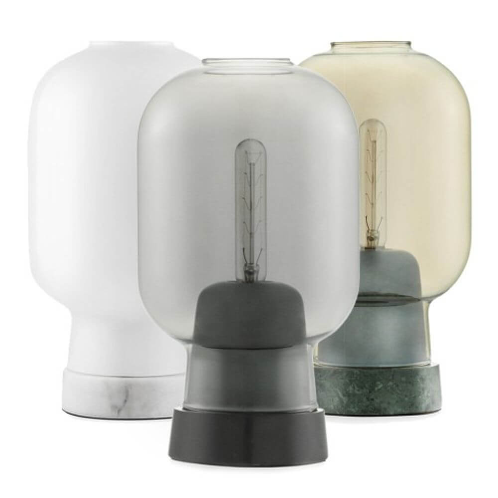 Nostalgische Tischleuchte Amp Gold, Grün - elegante Tischlampen aus Glas und Marmor im Retro-Stil.
